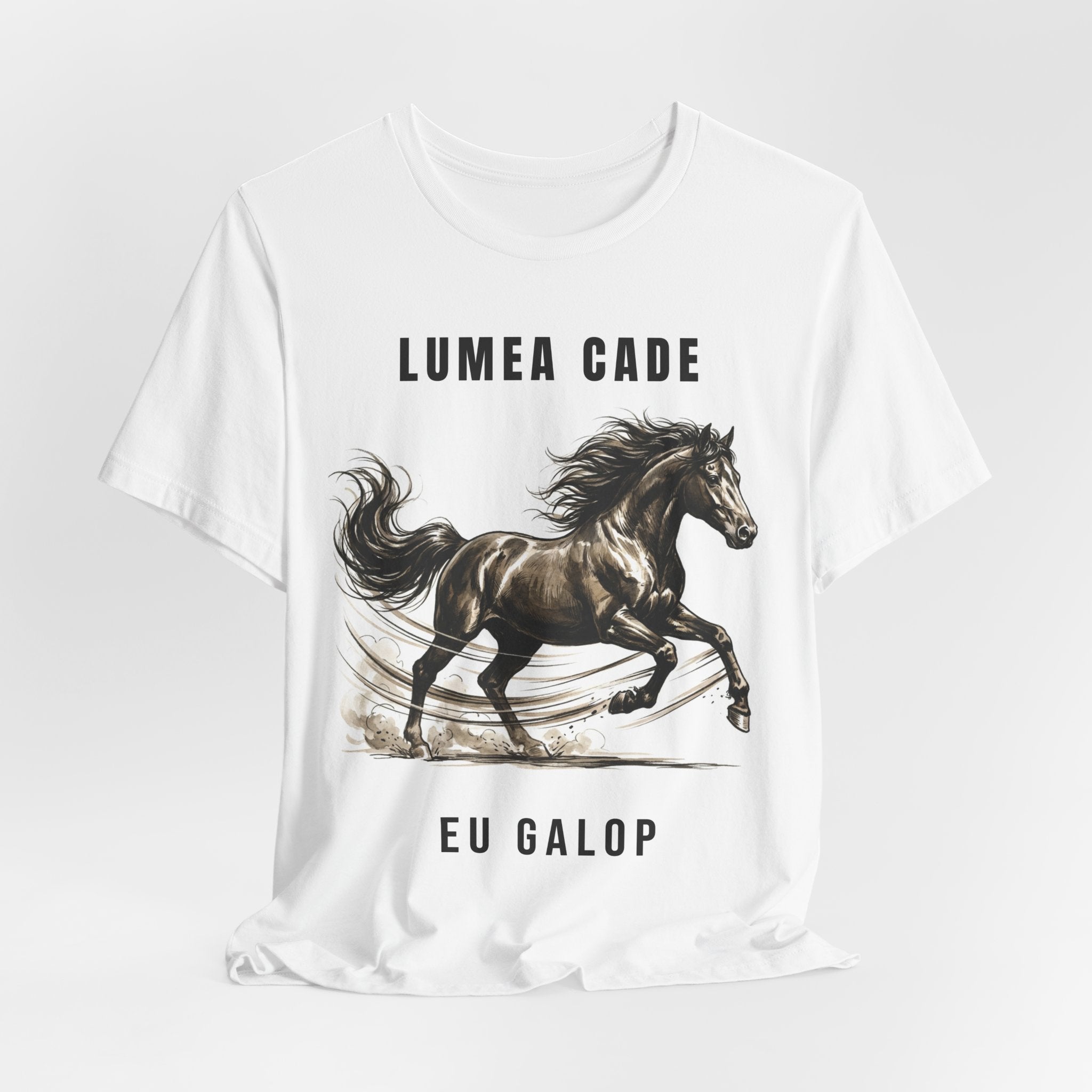 Tricou Edgy cu Cai 'Lumea Cade, Eu Galop'