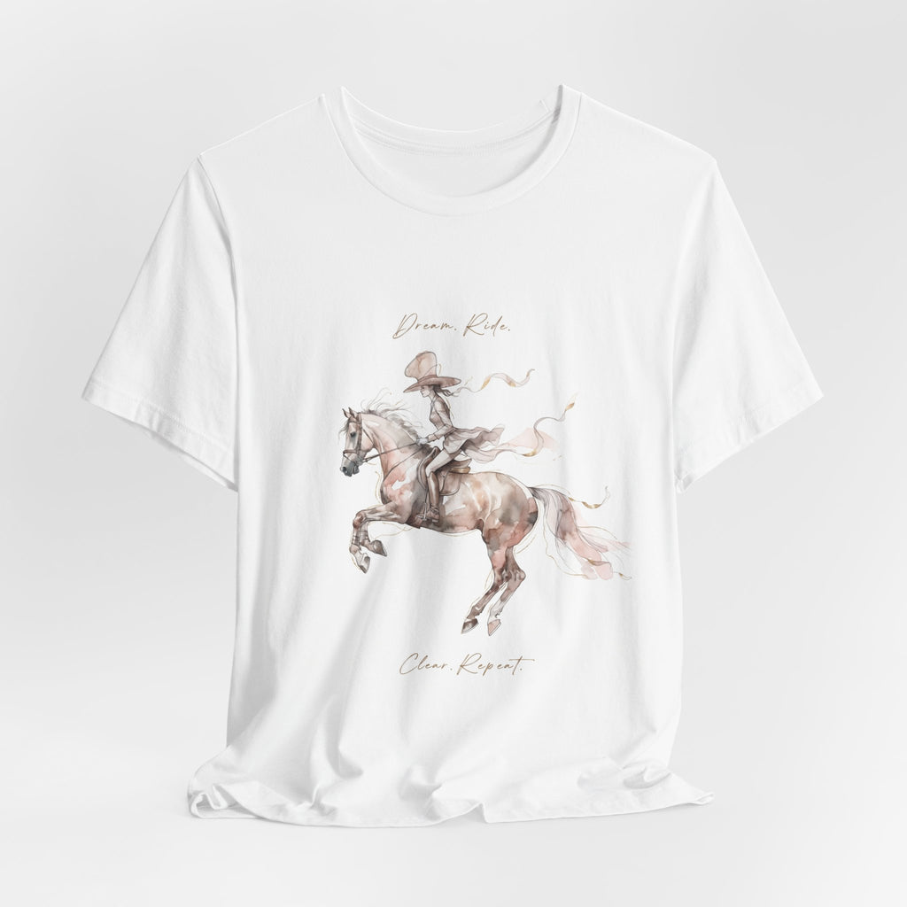Tricou motivational cu cai 'Brave Rider, Chase Dreams'