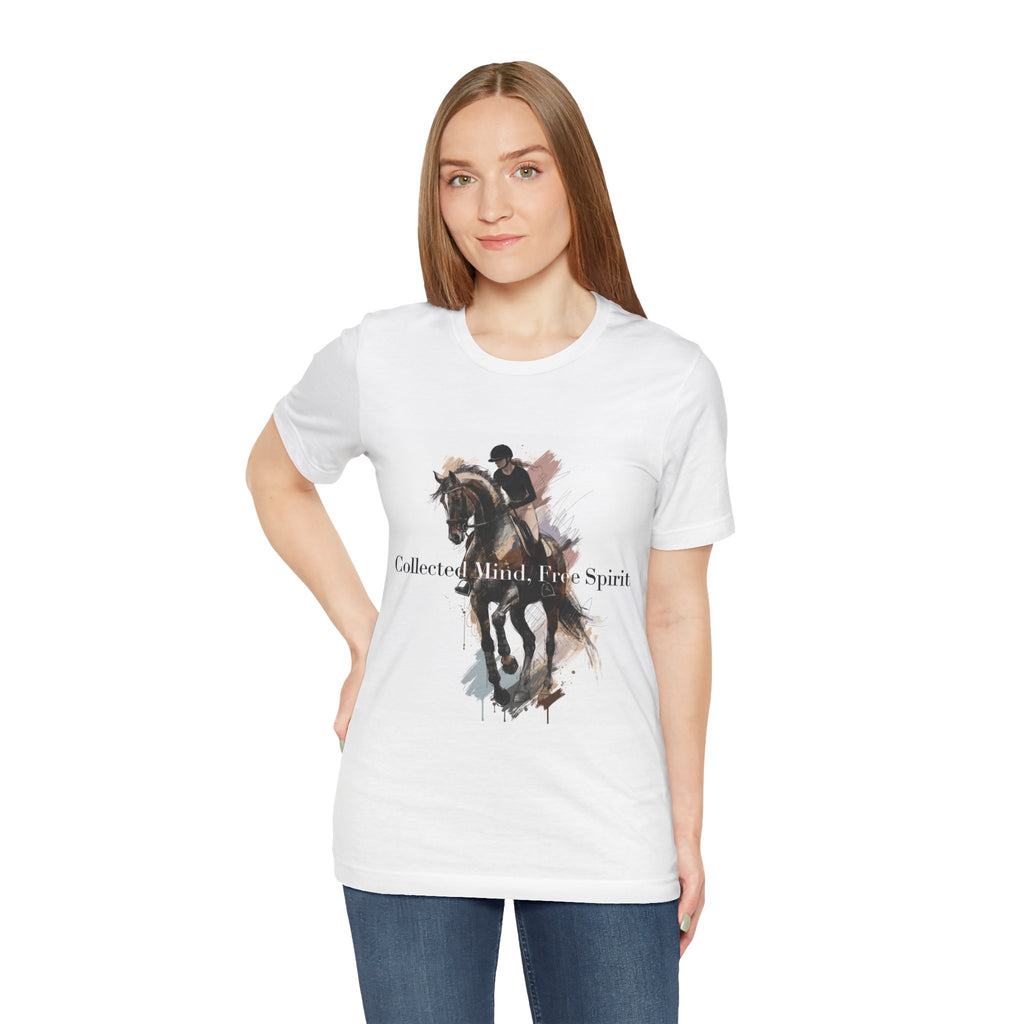 Tricou motivational cu cai 'Collected Mind, Free Spirit'
