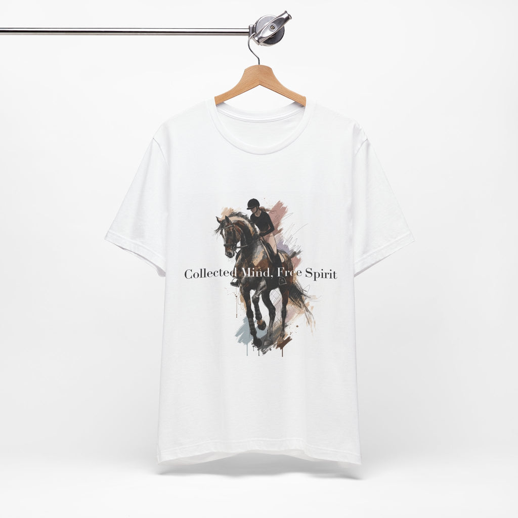 Tricou motivational cu cai 'Collected Mind, Free Spirit'