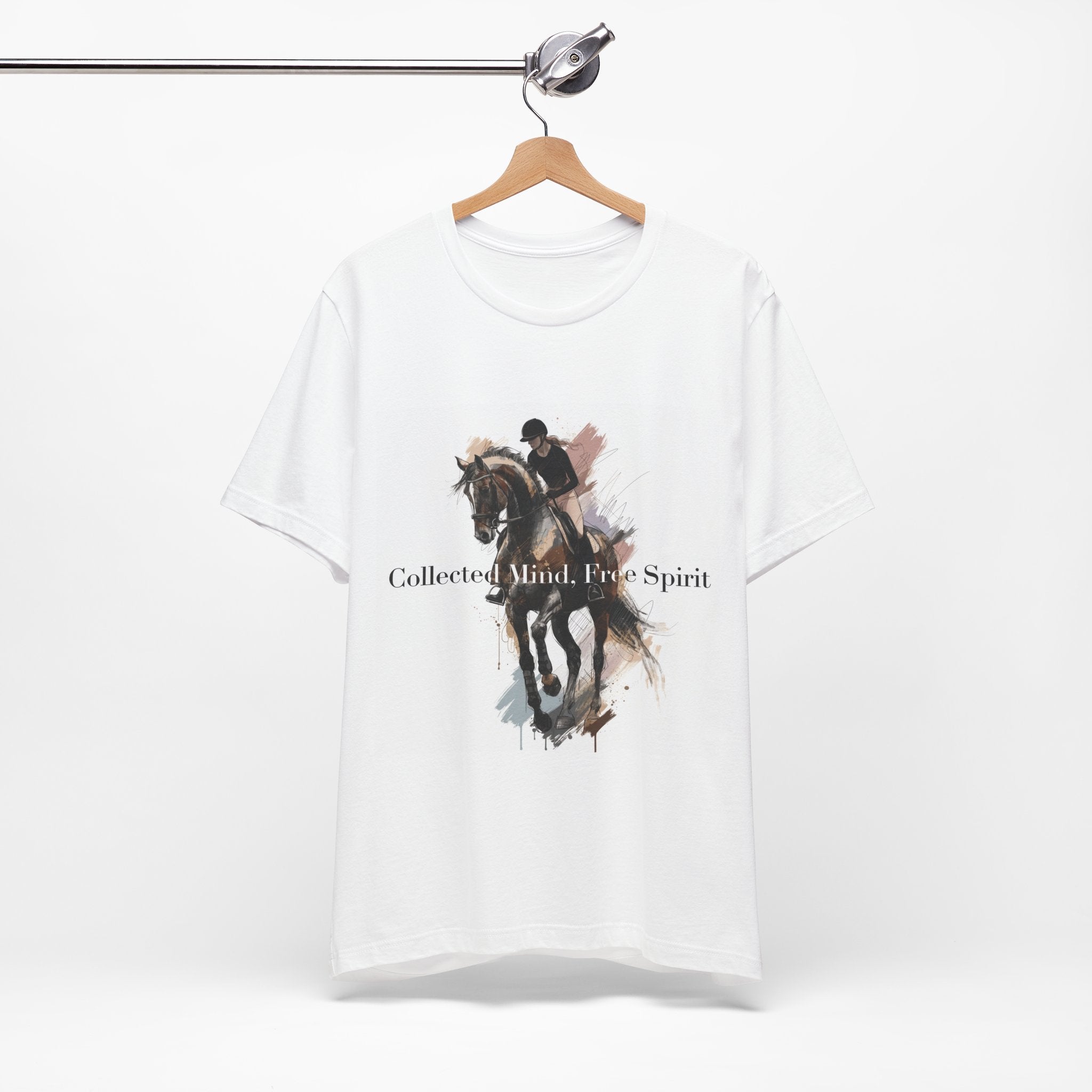 Tricou motivational cu cai 'Collected Mind, Free Spirit'