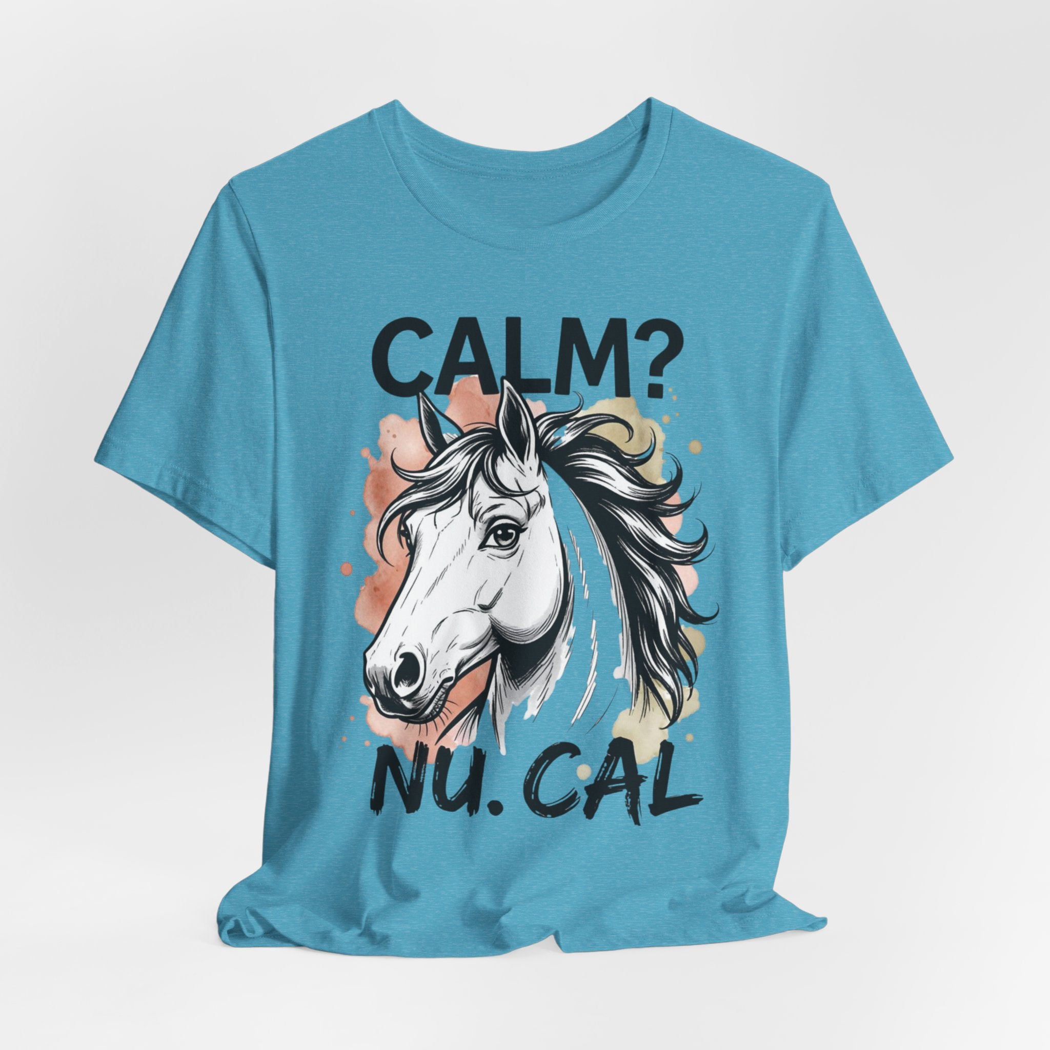 Tricou Amuzant cu Cai 'CALM? Nu. CAL'