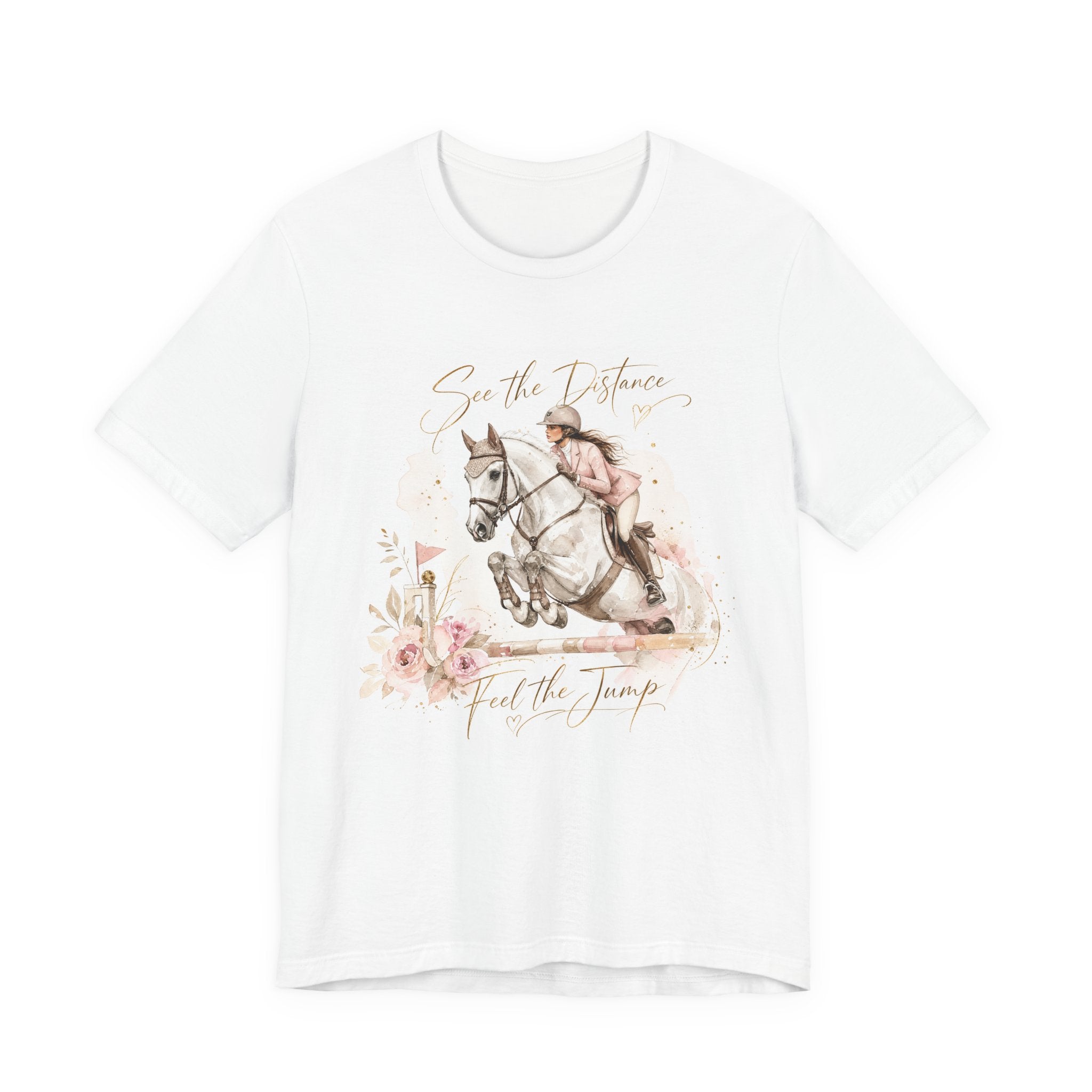 Tricou motivational cu cai 'See the distance Feel the jump'