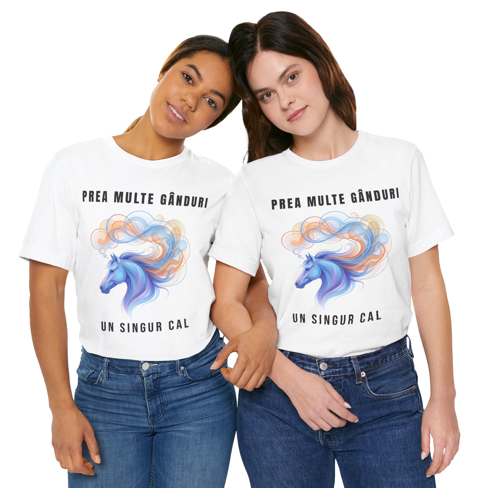 Tricou Edgy cu Cai 'Prea Multe Gânduri, Un Singur Cal'