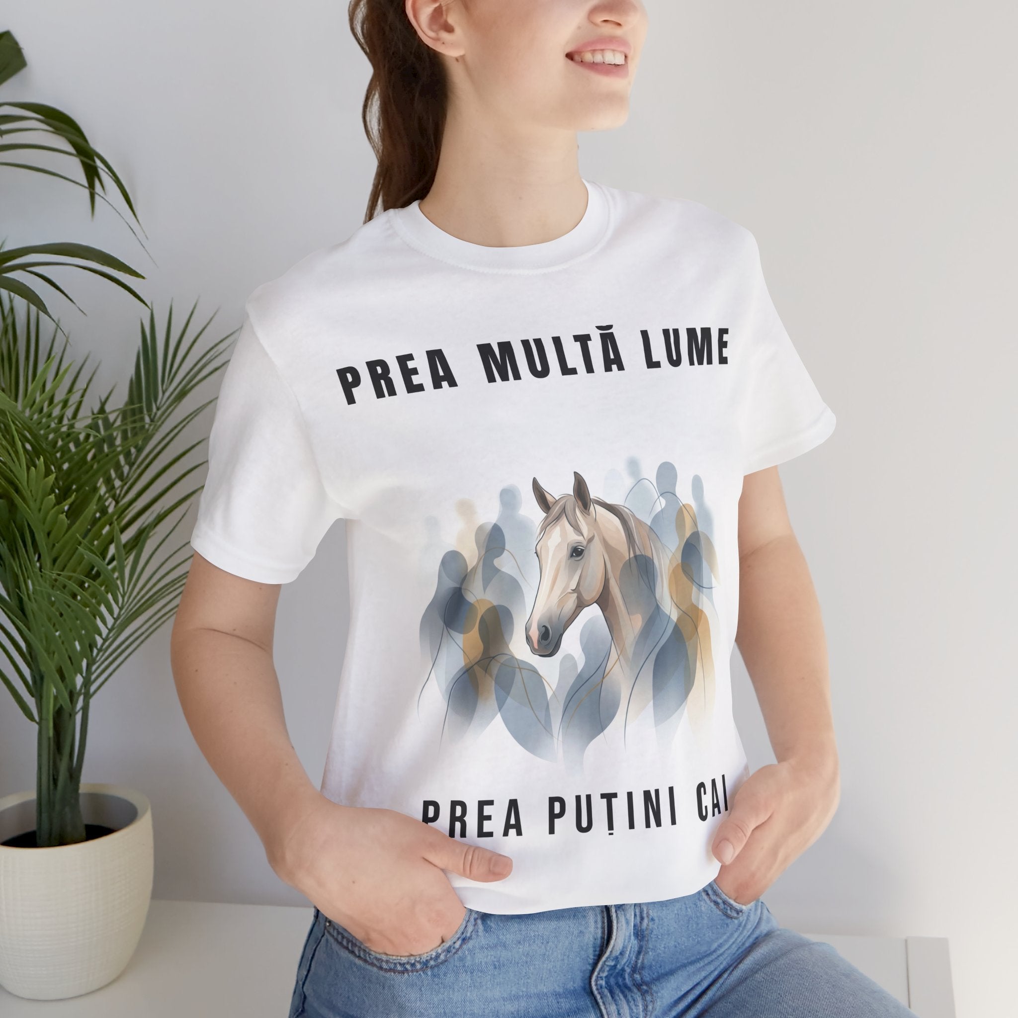 Tricou Edgy cu Cai 'Prea Multă Lume, Prea Puțini Cai'
