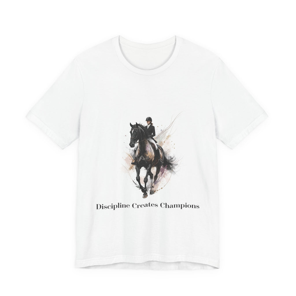 Tricou motivational cu cai 'Discipline Creates Champions'