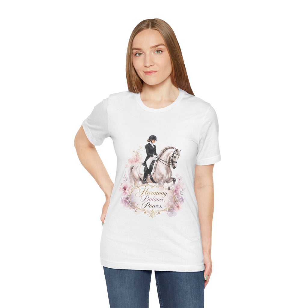 Tricou motivational cu cai 'Harmony Balance Power'