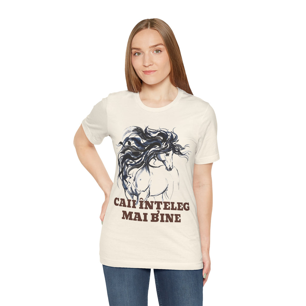 Horse Illustration T-Shirt — "Caii Inteleg Mai Bine" Romanian Graphic Tee