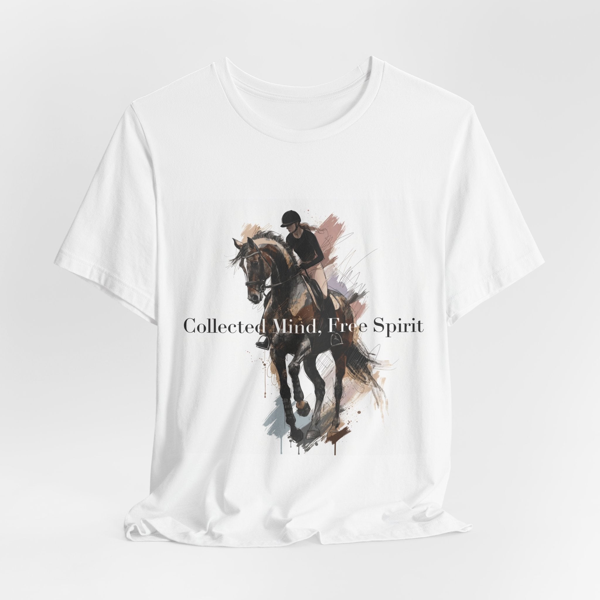 Tricou motivational cu cai 'Collected Mind, Free Spirit'