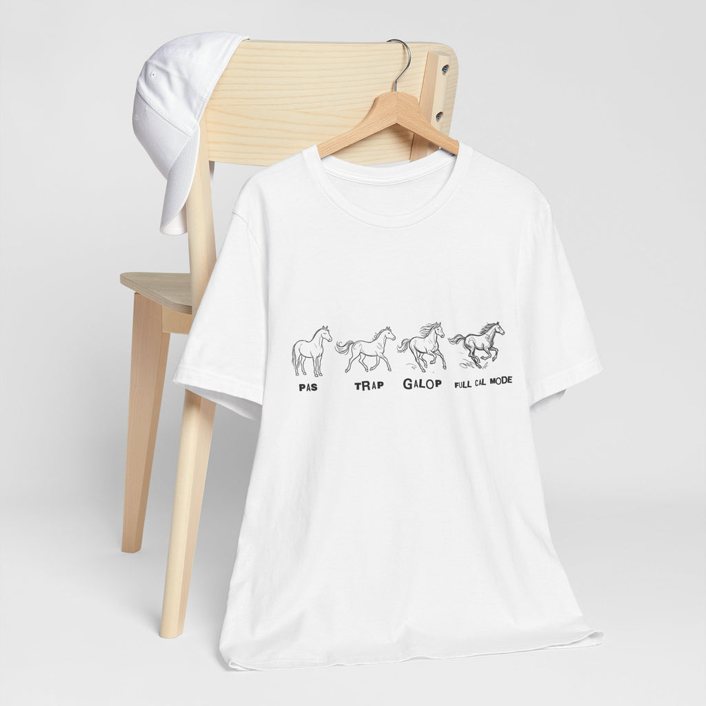 Tricou Amuzant cu Cai  'Pas, trap, galop'