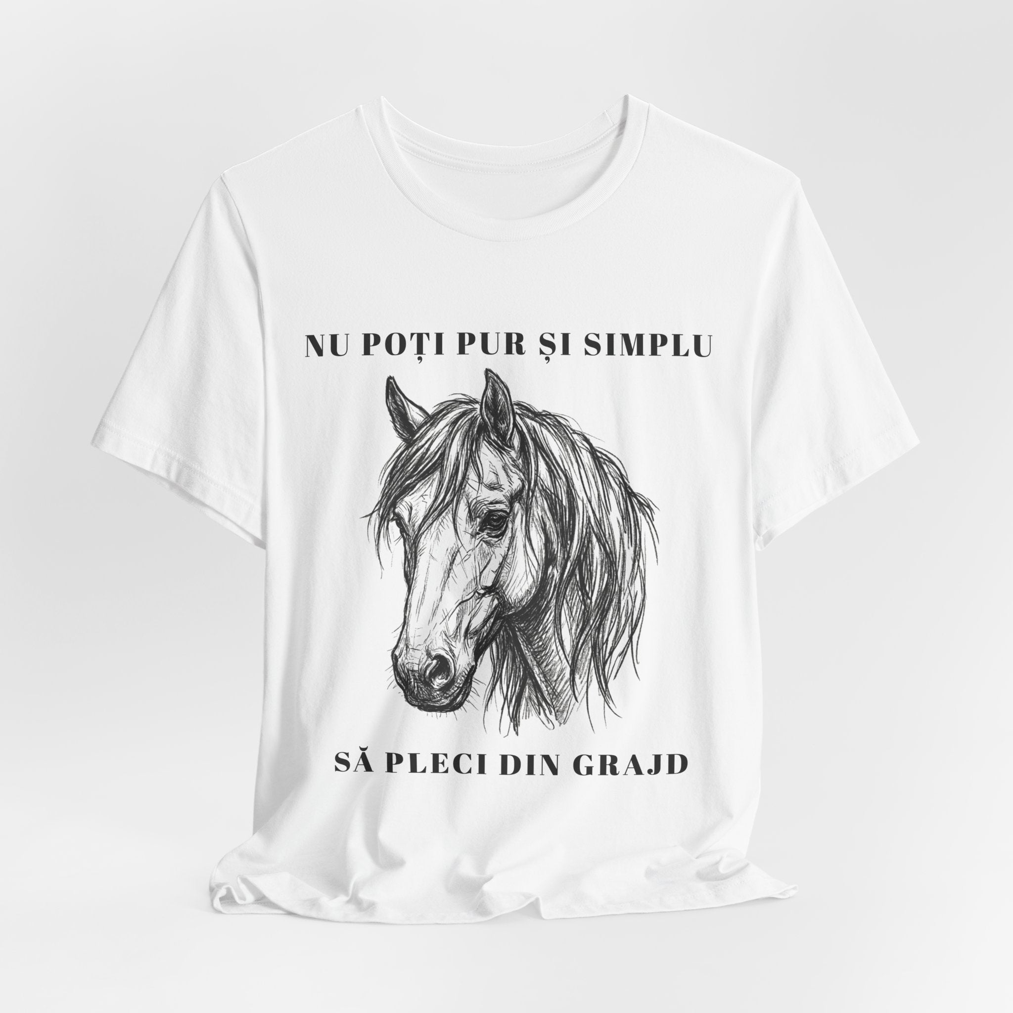 Tricou Amuzant cu Cai 'Nu poți pur și simplu să pleci din grajd'