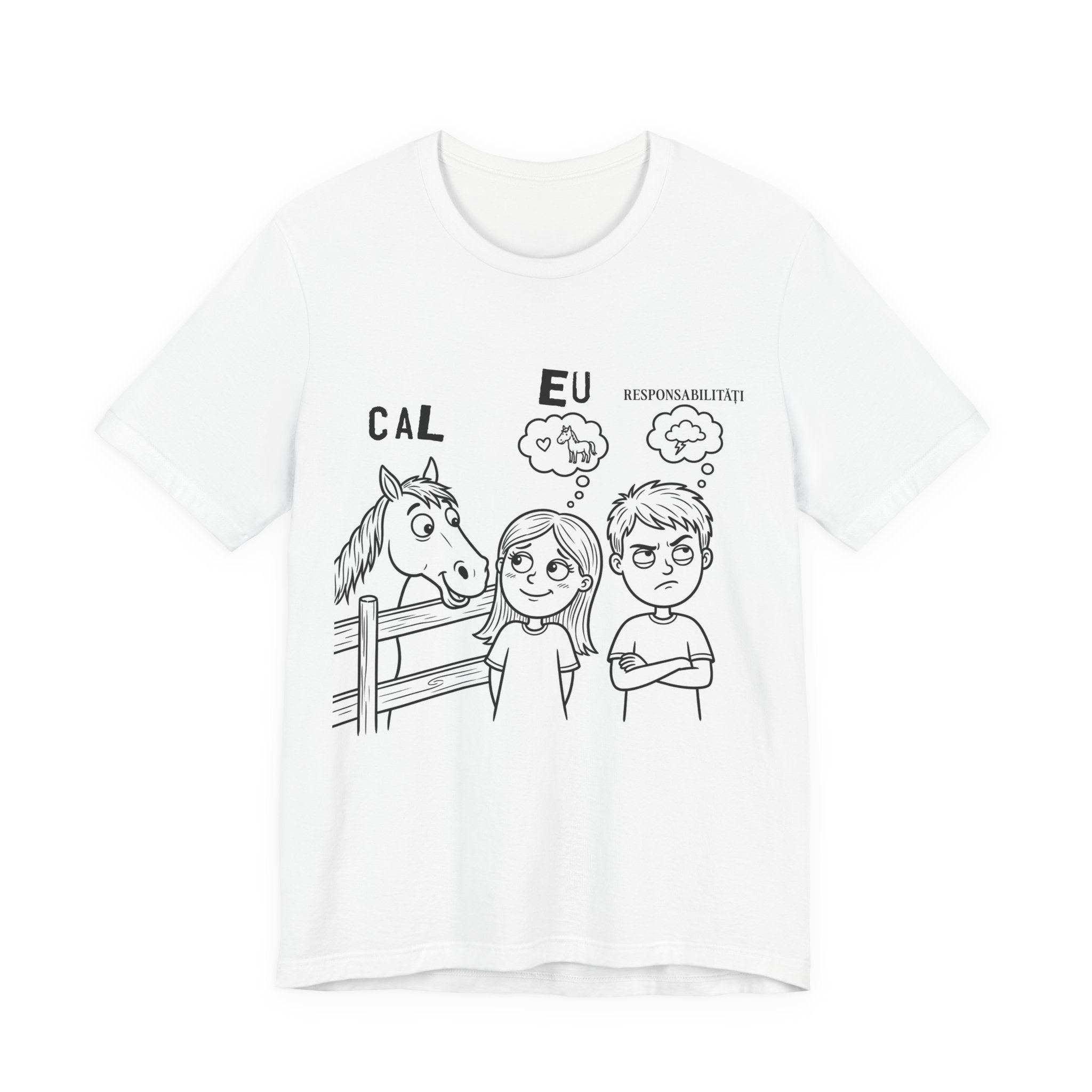 Tricou Amuzant cu Cai 'Eu, Cal, Responsabilitati'