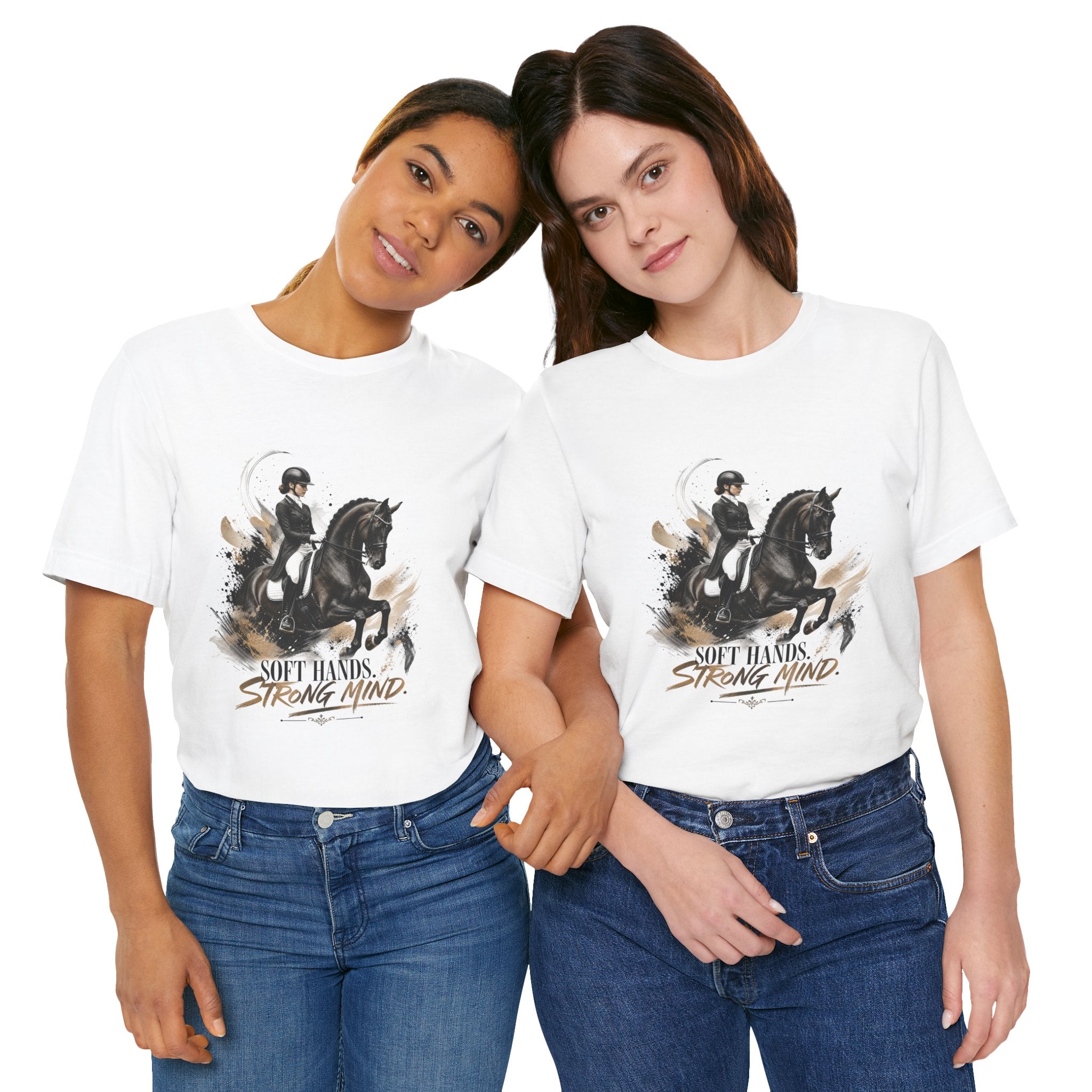 Tricou motivational cu cai 'Soft Hands, Strong Mind'