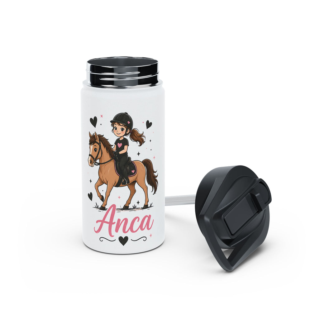 Sticlă personalizată cu fata/baiat călare – cu numele tău