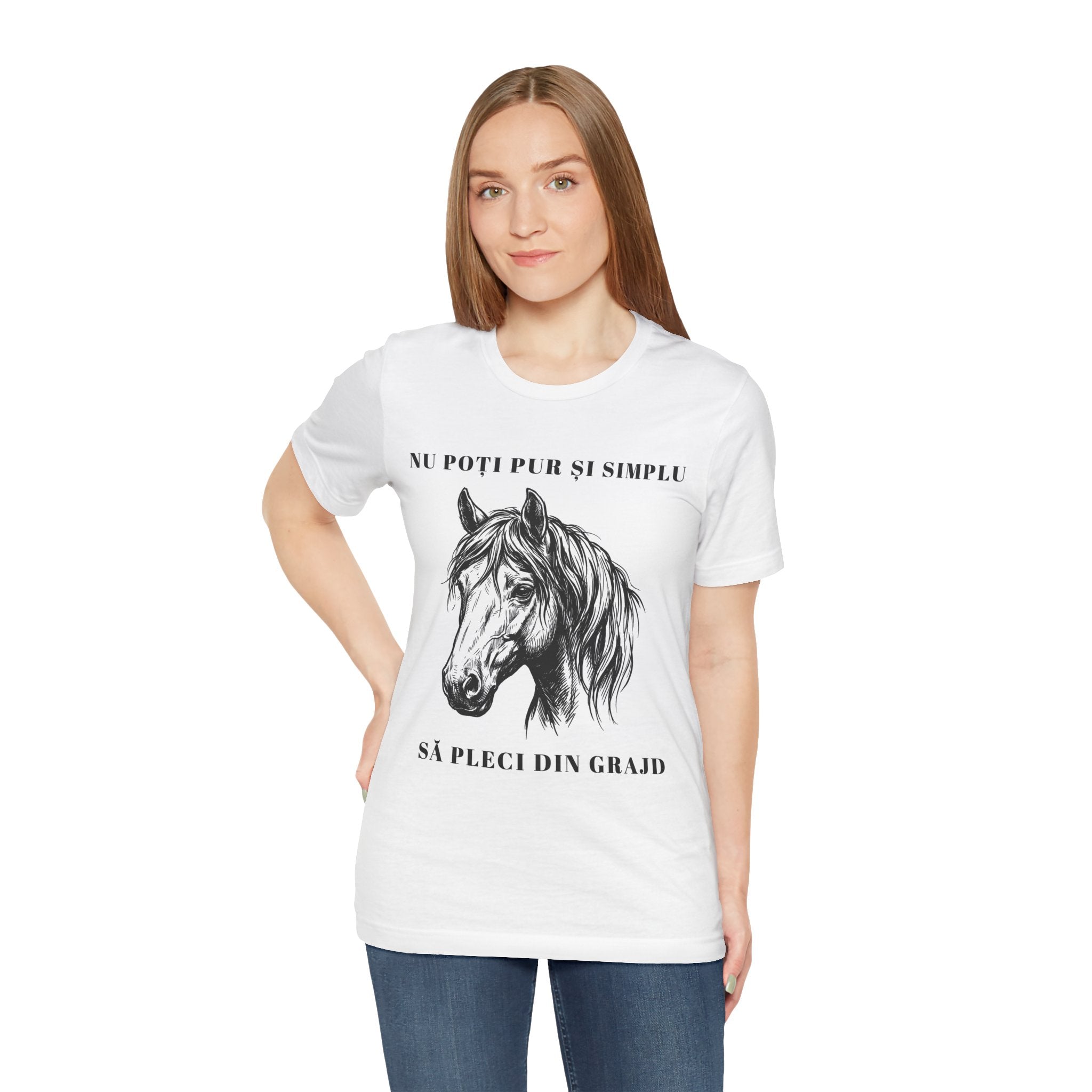 Tricou Amuzant cu Cai 'Nu poți pur și simplu să pleci din grajd'