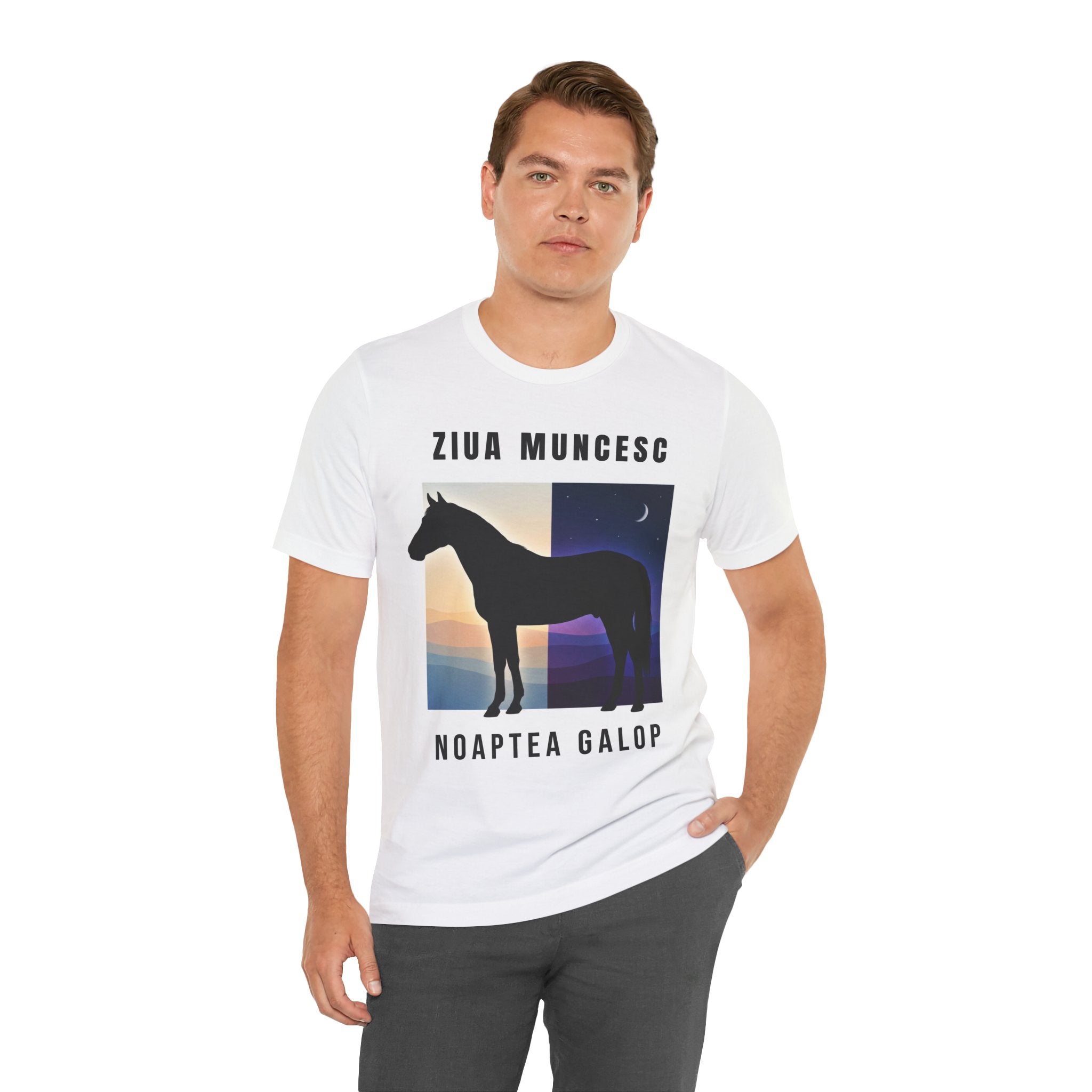 Tricou Edgy cu Cai 'Ziua Muncesc Noaptea Galop'
