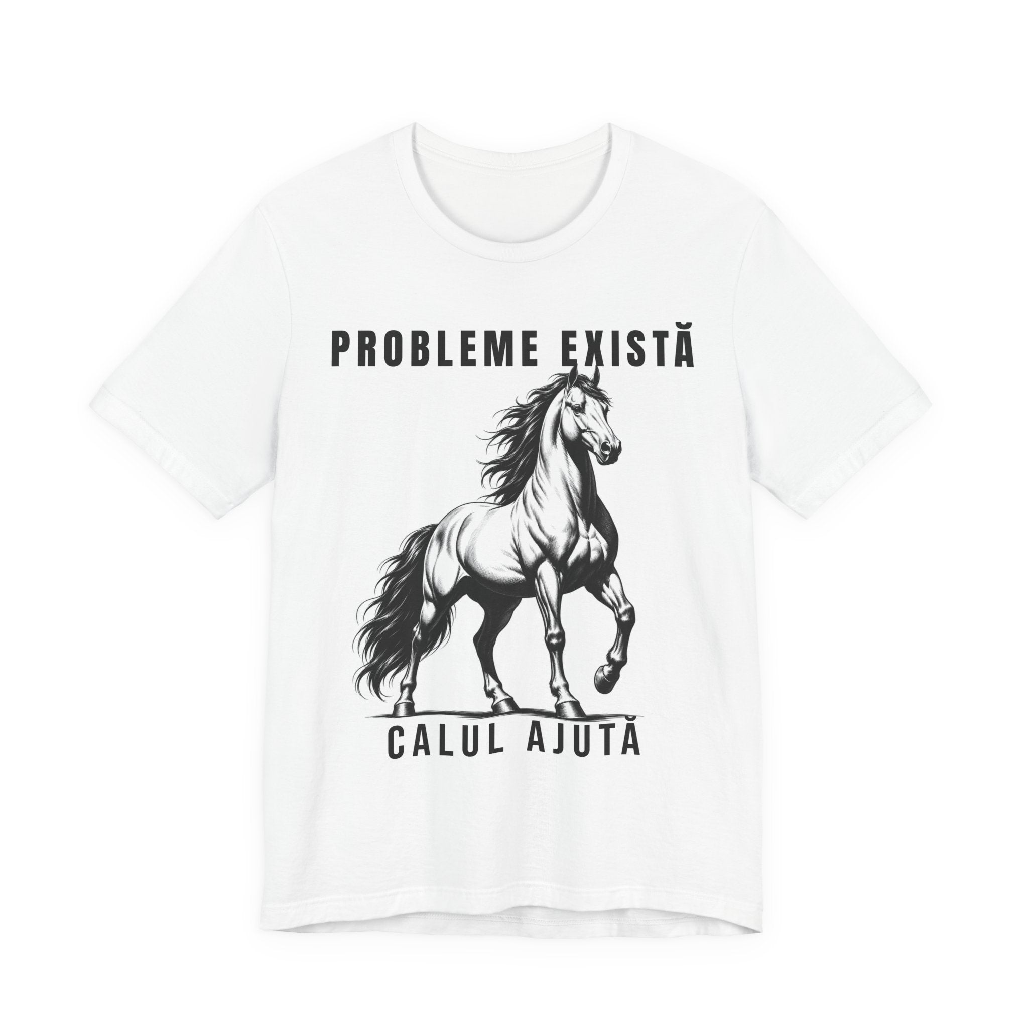 Tricou Edgy cu Cai 'Probleme Există, Calul Ajută'