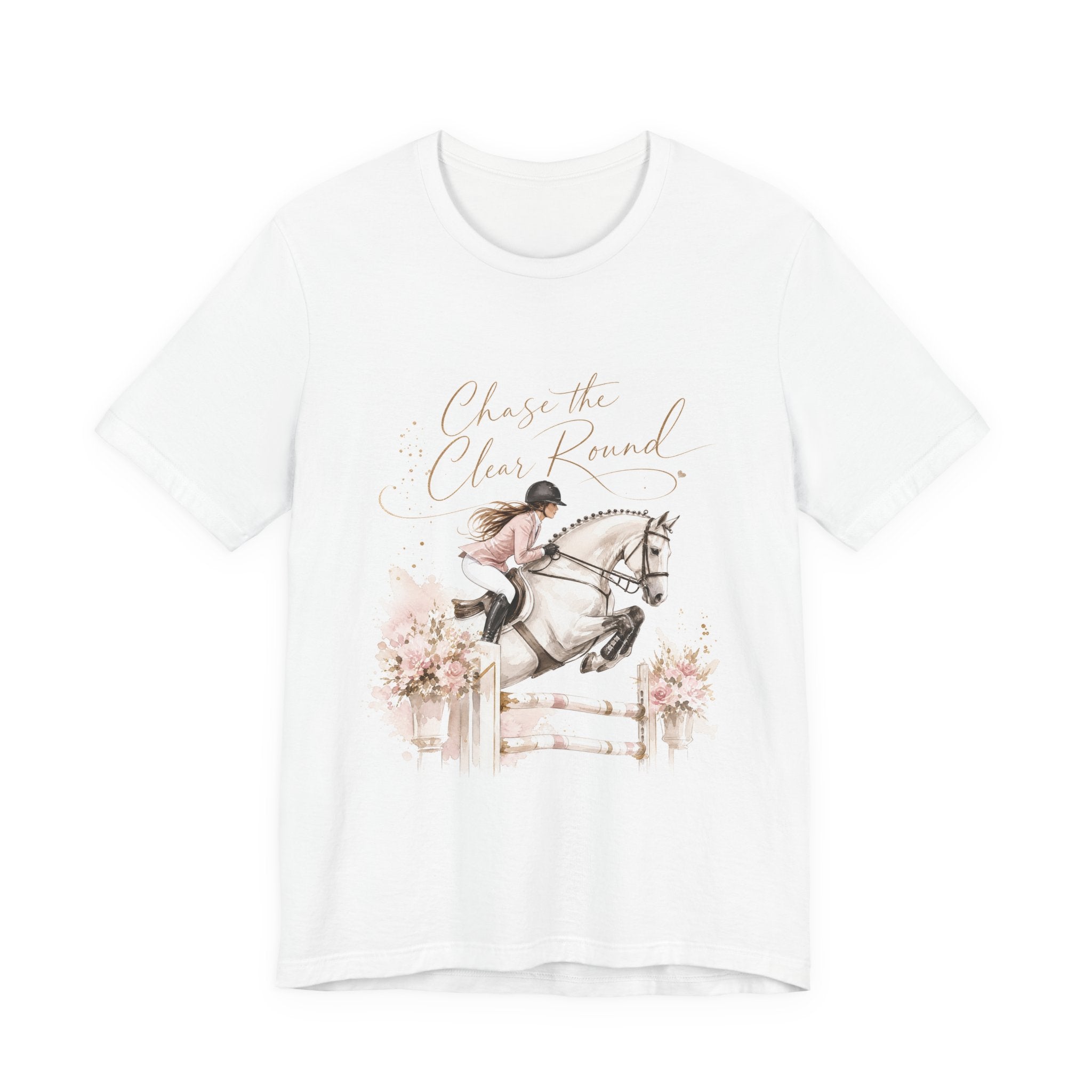 Tricou motivational cu cai 'Chase the Clear Round'