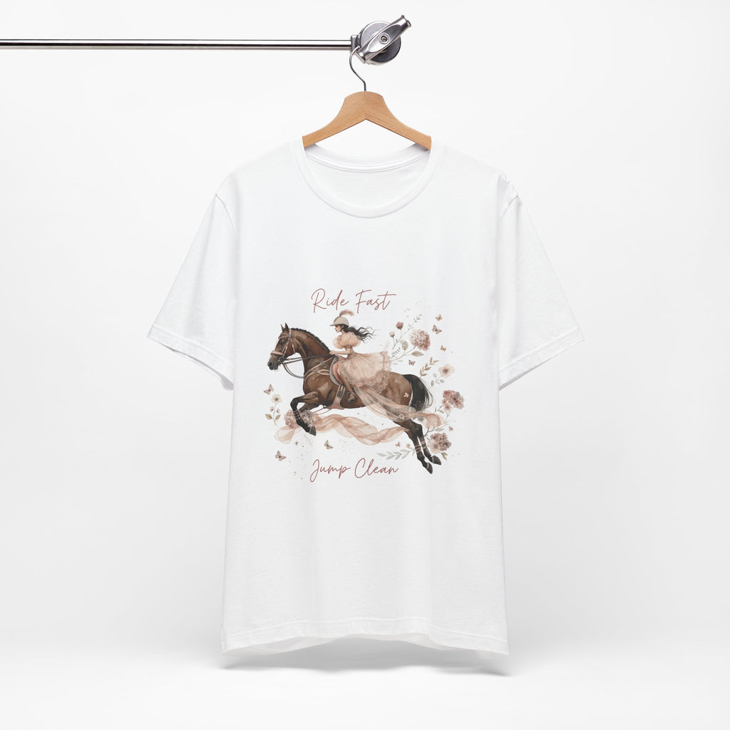 Tricou motivational cu cai 'Ride Fast, Jump Clean'