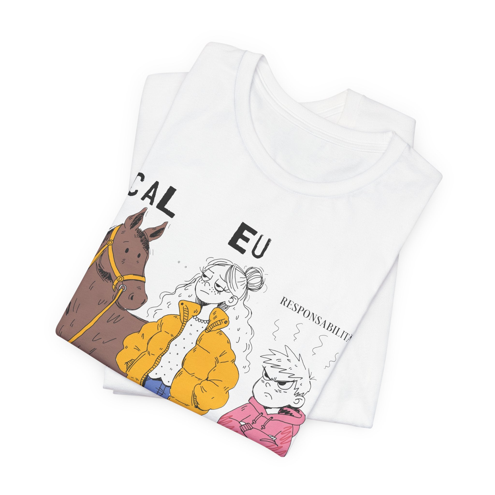 Tricou Amuzant cu Cai 'Eu, Cal, Responsabilitati'