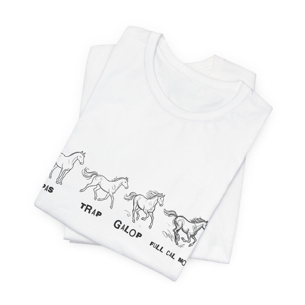 Tricou Amuzant cu Cai  'Pas, trap, galop'
