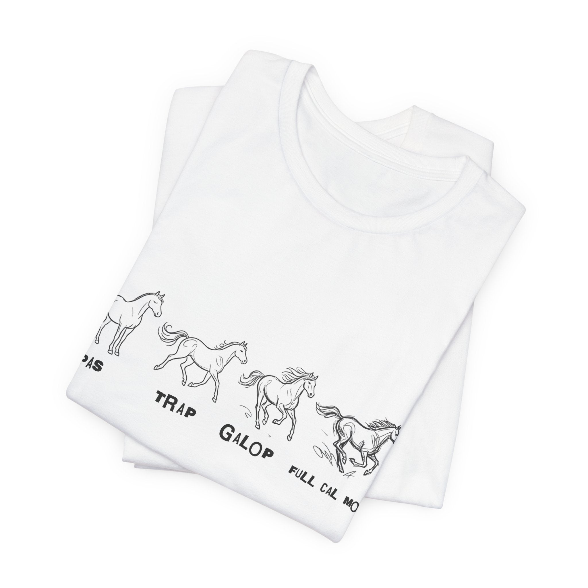 Tricou Amuzant cu Cai  'Pas, trap, galop'