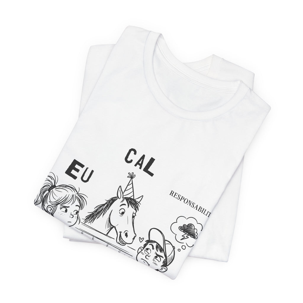 Tricou Amuzant cu Cai 'Eu, Cal, Responsabilitati'