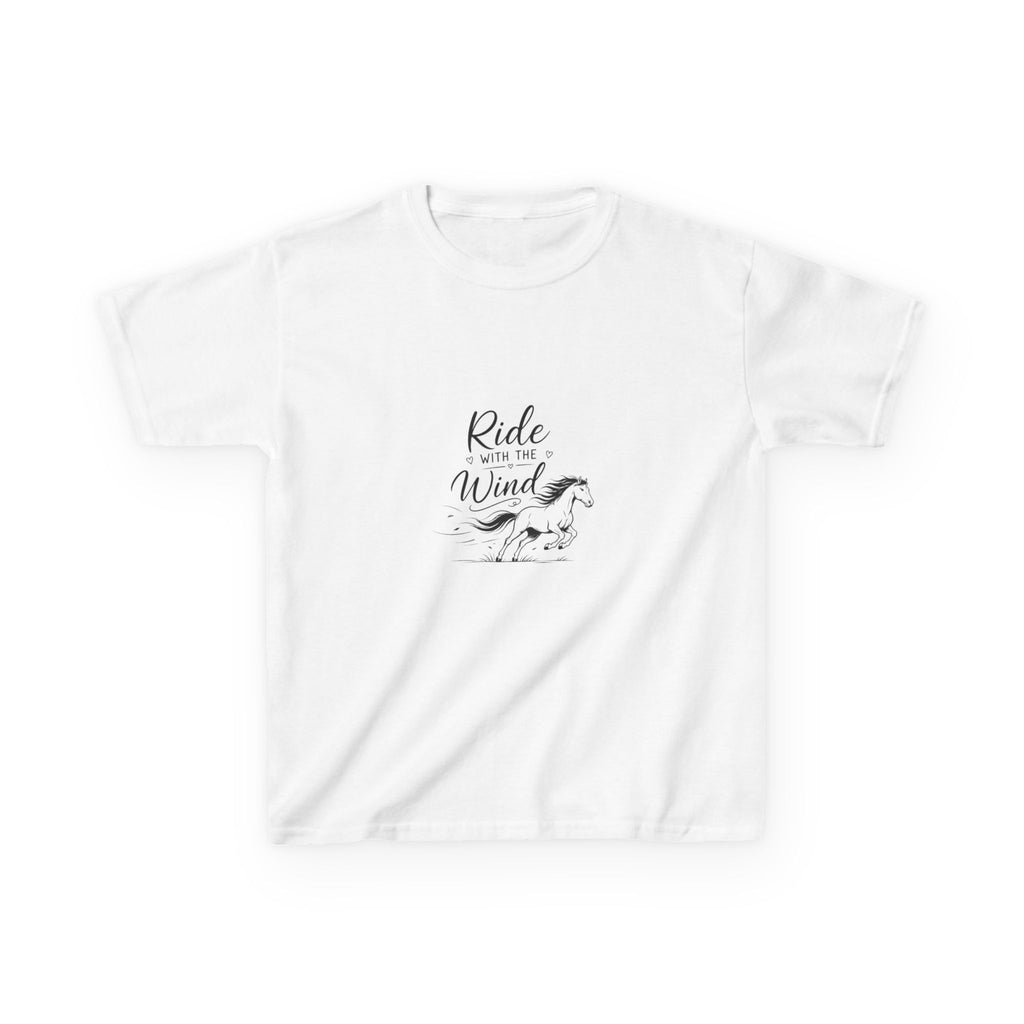 Tricou amuzant cu cai pentru copii 'Ride  with the Wind'