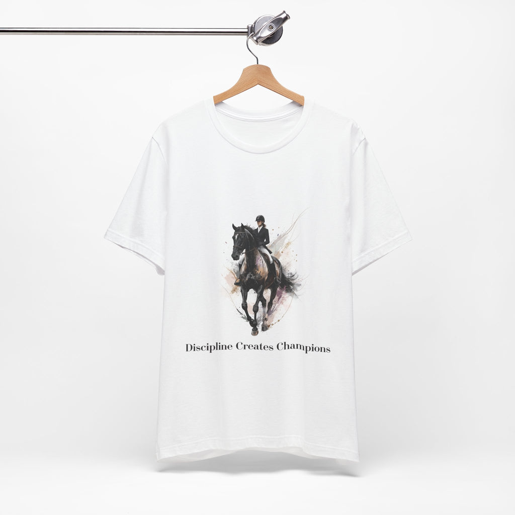 Tricou motivational cu cai 'Discipline Creates Champions'