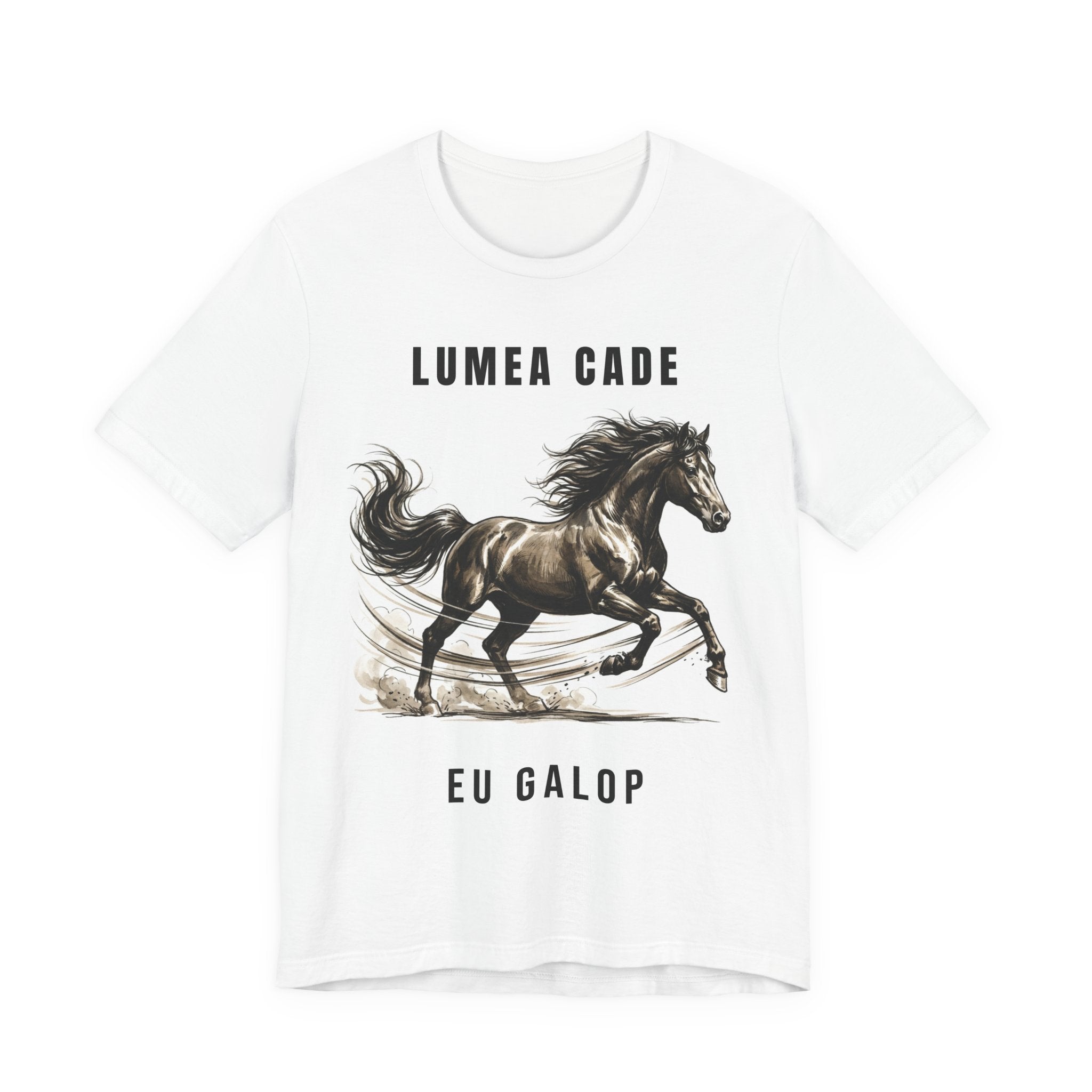 Tricou Edgy cu Cai 'Lumea Cade, Eu Galop'