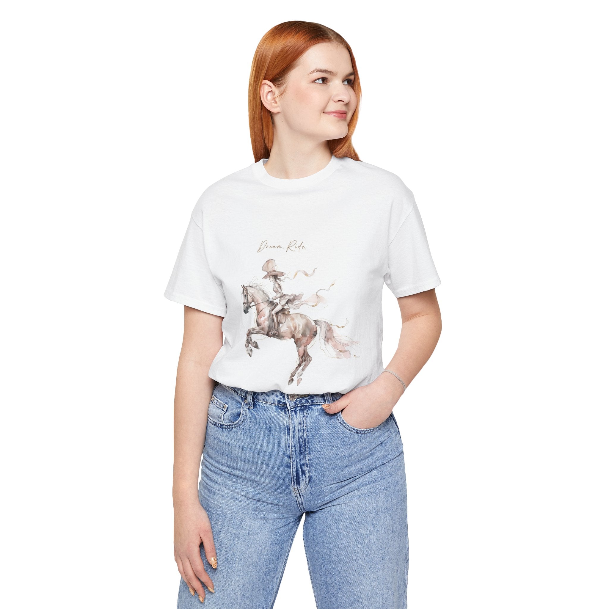 Tricou motivational cu cai 'Brave Rider, Chase Dreams'