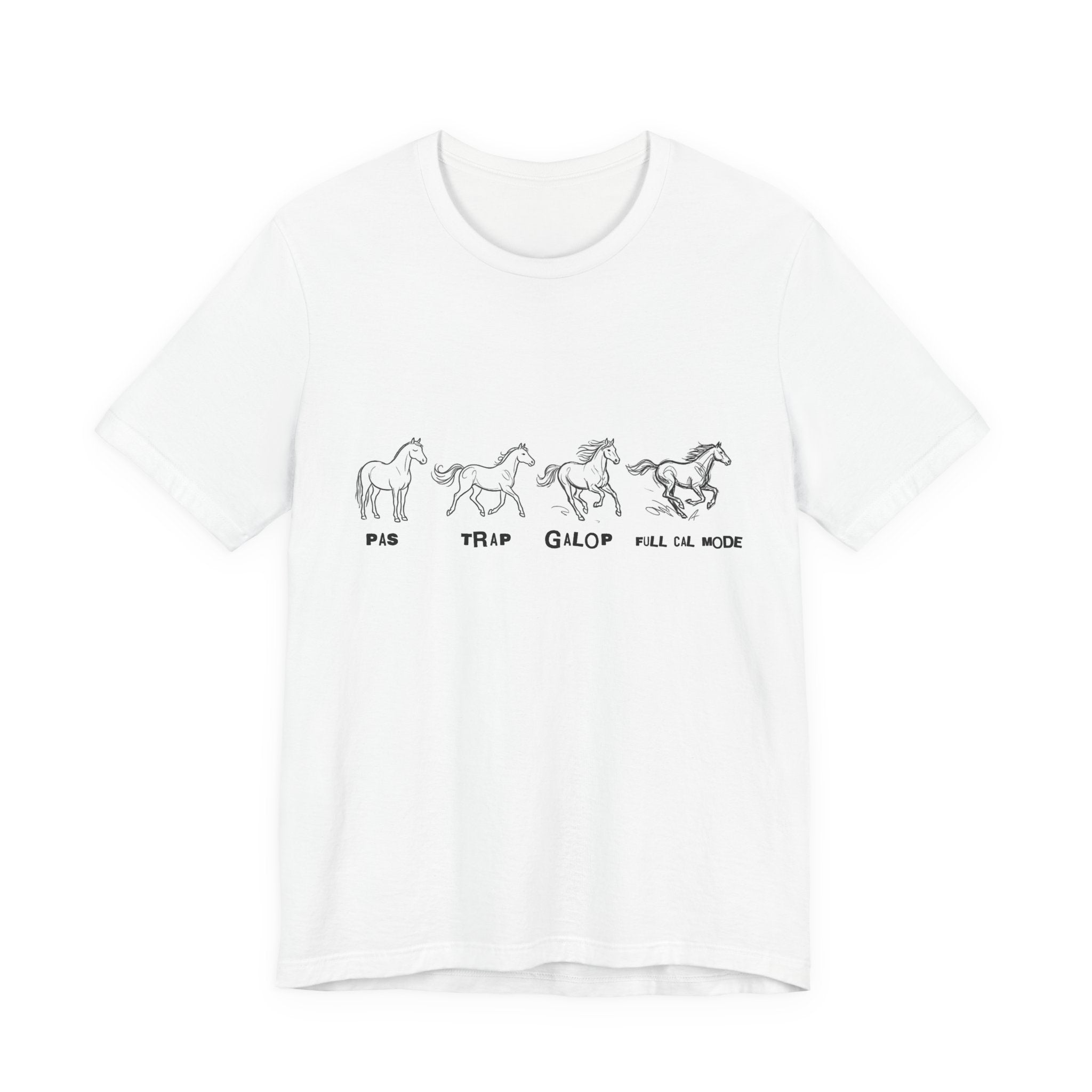 Tricou Amuzant cu Cai  'Pas, trap, galop'