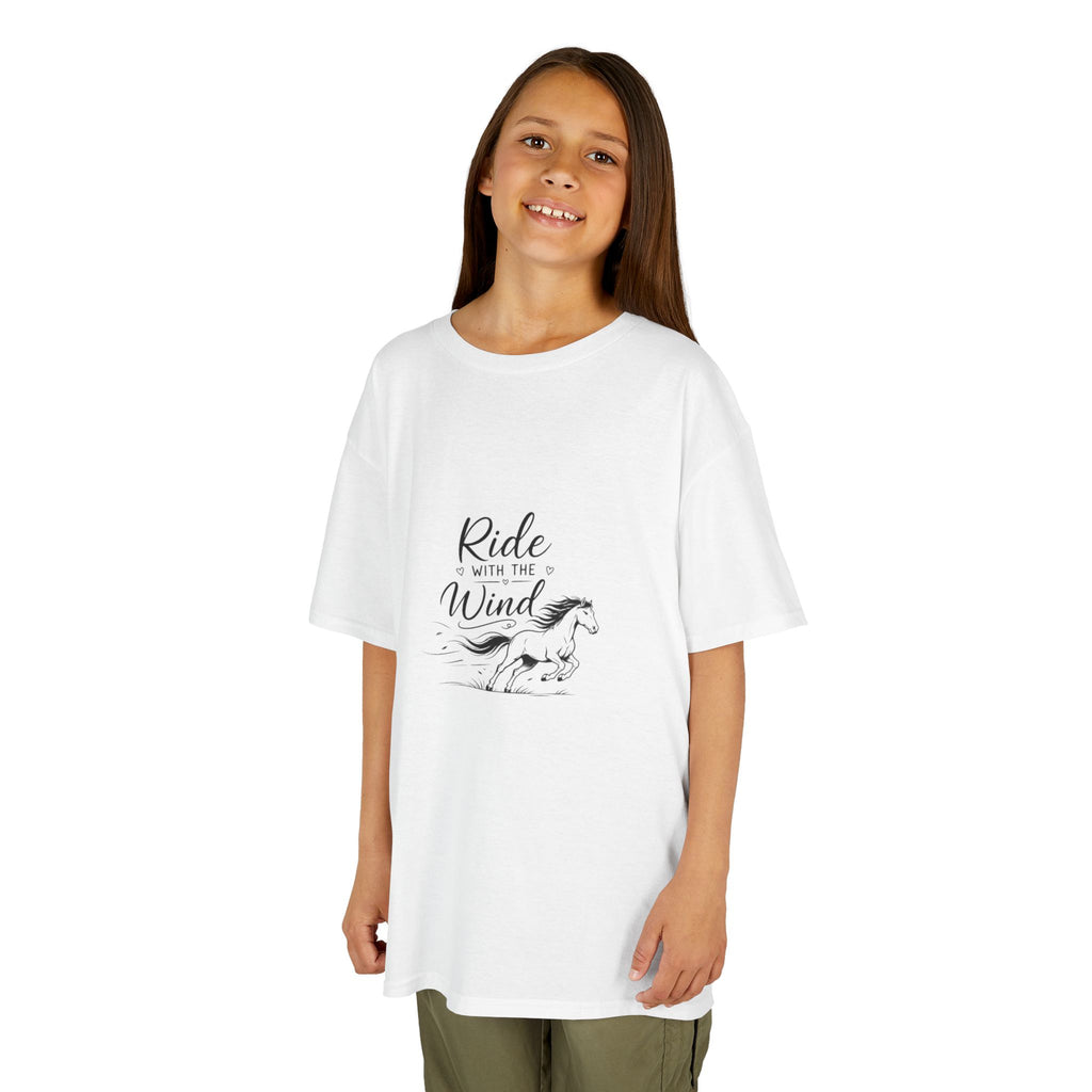 Tricou amuzant cu cai pentru copii 'Ride  with the Wind'