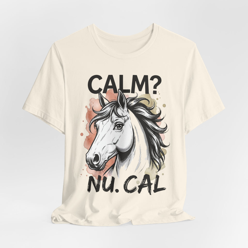 Tricou Amuzant cu Cai 'CALM? Nu. CAL'