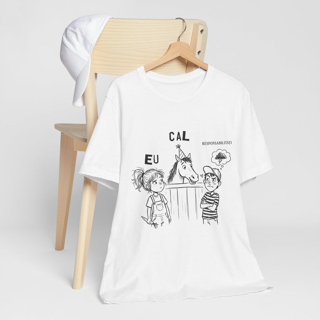 Tricou Amuzant cu Cai 'Eu, Cal, Responsabilitati'